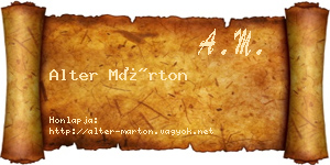 Alter Márton névjegykártya